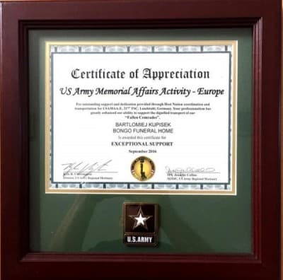 Dyplom U.S.ARMY, 2016 